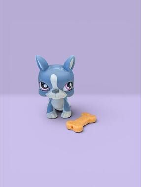 Littlest Pet Shop LPS Boxer #1025 with bone accessory
